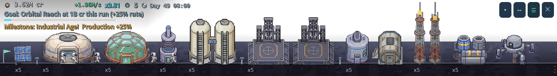 A dense colony: multiple domes, greenhouses, cargo pad and crew everywhere