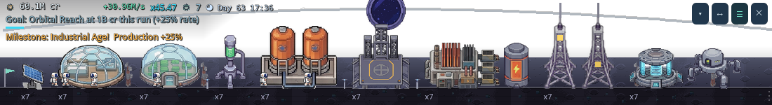 The colony beneath the lit Orbital Ring spanning the sky